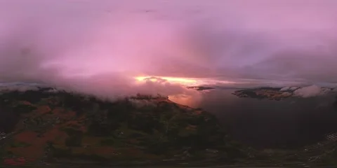Sunset between clouds over fjord waters – Part1 Stock Footage 319091971