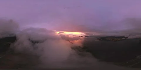 Sunset between clouds over fjord waters – Part3 Stock Footage 319091973