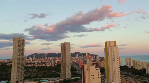 Sunset between high buildings 스톡 동영상 37695775