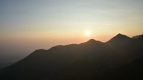 Sunset Between The Mountains Stock Footage 253420394