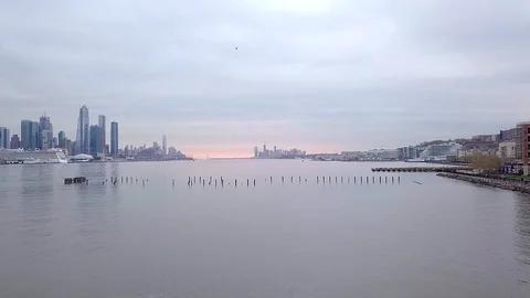 Sunset between New York and New Jersey Stock Footage 101662860