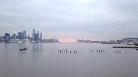 Sunset between New York and New Jersey Video stock 101662882