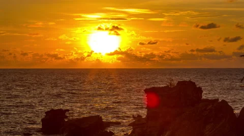 Sunset between rocks at ocean Stock Footage 51034748