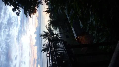 Sunset in between trees in Kokopo Stock Photos