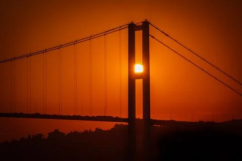 Sunset on a big bridge in Istanbul Stock Photos