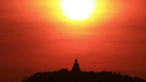 Sunset at Big Buddha Stock Footage 64090023
