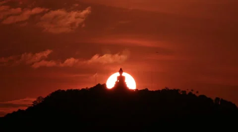 Sunset at Big Buddha,Phuket Stock Footage 64090006