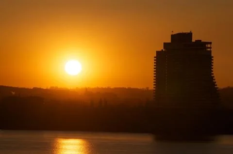 Sunset in the big city Stock-Fotos