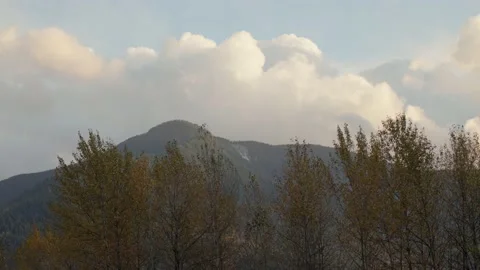 Sunset Big Cloud Mountain Time Lapse with blowing trees Vancouver BC Stock Footage 233048106