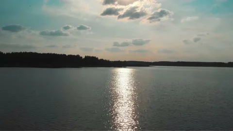Sunset on big north lake Stock Footage 131034249