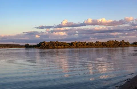 Sunset on the big river Foto stock