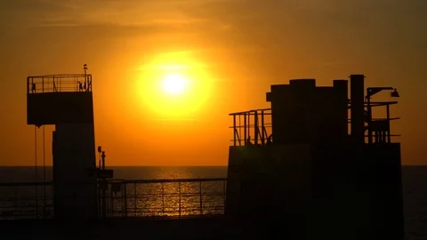 Sunset from big ship Stock Footage 99659772