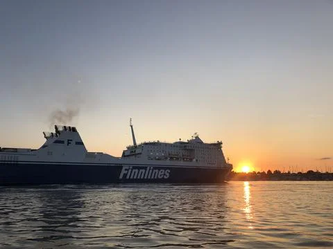 Sunset big ship Stock Photos