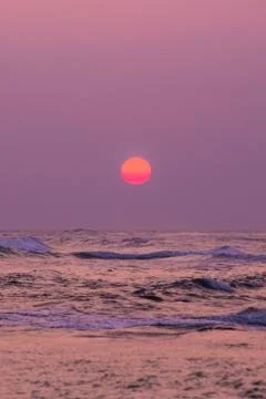 Sunset with big sun Stock Photos