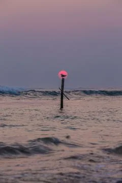 Sunset with big sun Stock Photos