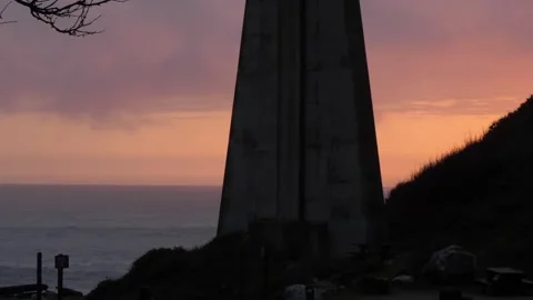 Sunset in Big Sur Highway 1 with Ocean Waves Stockbeeldmateriaal 153948352