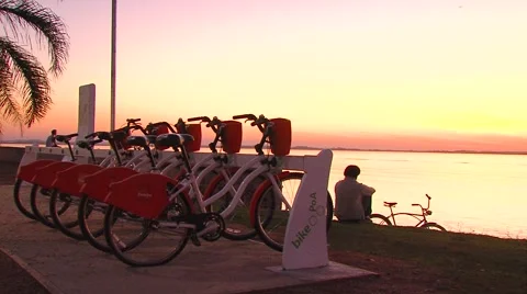 Sunset with bikes Stock Footage 47378839