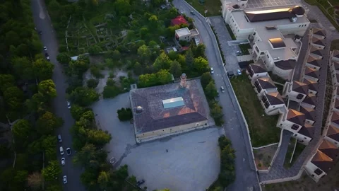 Sunset Bird’s-Eye View of Historic City, Mosques and Urban Streets Stock Footage 339680746