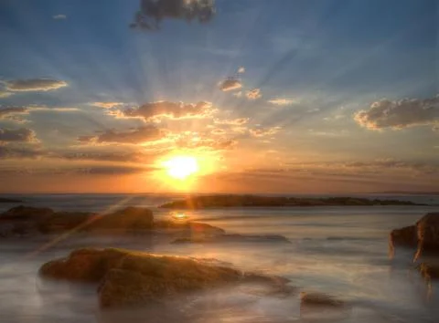 Sunset  at Birubi Beach, Australia Stock Photos