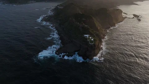 Sunset at Bitoujiao Lighthouse with Dusk Background Stock Footage 273292996
