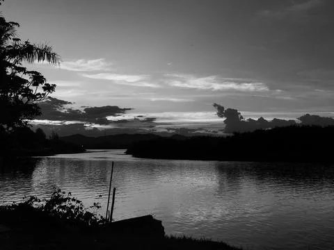 Sunset in Black and White Stock Photos