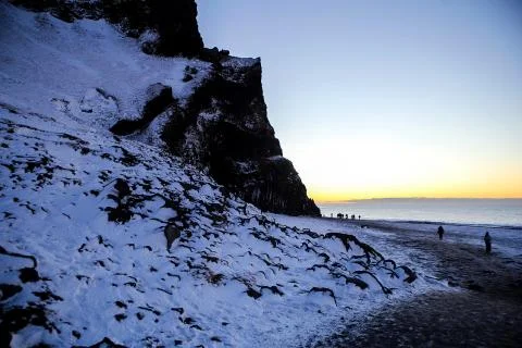 Sunset At Black Sand Beach Stock Photos