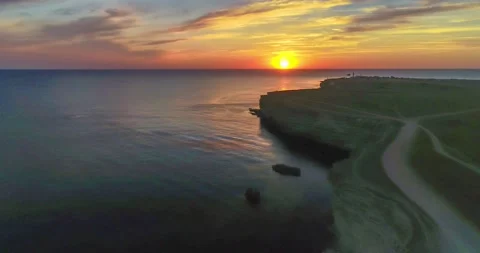 Sunset on the Black Sea coast Stock Footage 147220389