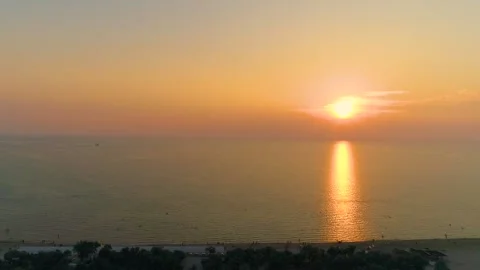 Sunset on the black sea coast view from a drone on the beach Vídeos de archivo 150830627