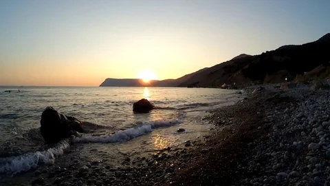 Sunset on the Black Sea Stock Footage