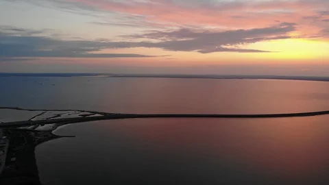 Sunset on the Black Sea.Crimea. Bridge. Stock Footage 111322591