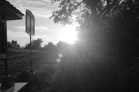 Sunset in Black White Stock Photos