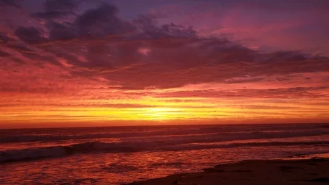 Sunset at Blacks Beach San Diego Locked Down HD Stock Footage 112266900
