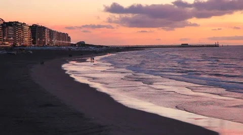 Sunset in Blankenberge, Belgium Vidéo 53811558