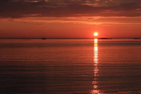 Sunset in Bleik beach Stock Photos