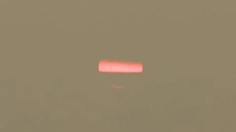 Sunset blocked by wildfire and forest fire smoke Stock Footage 157417858