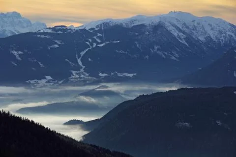 Sunset in the blue mountains Stock Photos