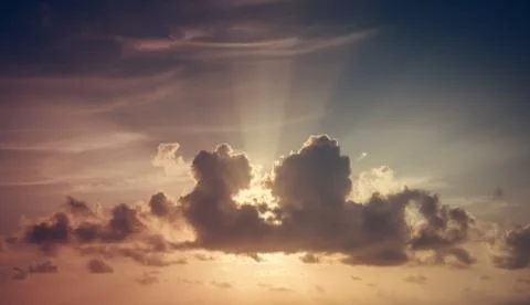 Sunset. blue sky and clouds Stock Photos