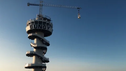 Sunset Blue Sky Bungee Tower Video stock 111741061