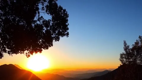 Sunset at blue sky Stock Footage 285076737