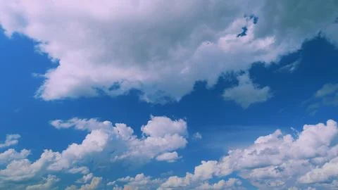Sunset Blue Sky With Pink Clouds. Summer Paradise Dreamy Concept. Graphic Photos