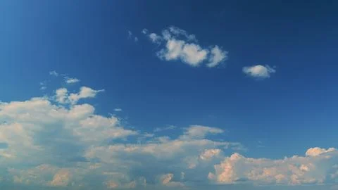 Sunset Blue Sky With Pink Clouds. Summer Paradise Dreamy Concept. Graphic Photos