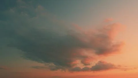 Sunset Blue Sky With Pink Clouds. Summer Paradise Dreamy Concept. Graphic Photos