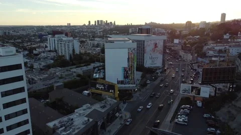 Sunset Blvd aerial Video stock 220299300