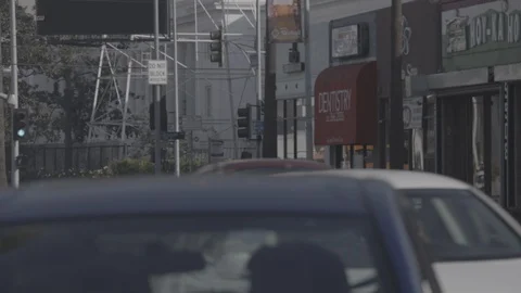 Sunset blvd and KTLA tower in Hollywood Stock Footage 85758157