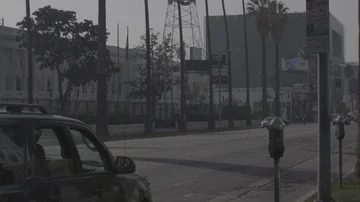 Sunset blvd silhouette with KTLA tower Stock Footage 85758664