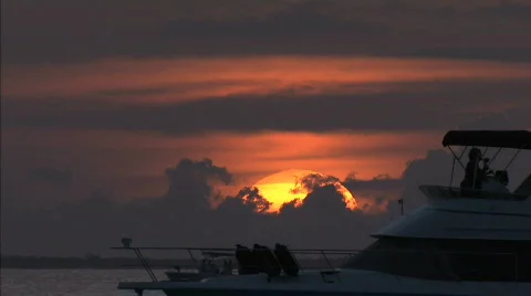 Sunset with boat 2 Stock Footage 476467