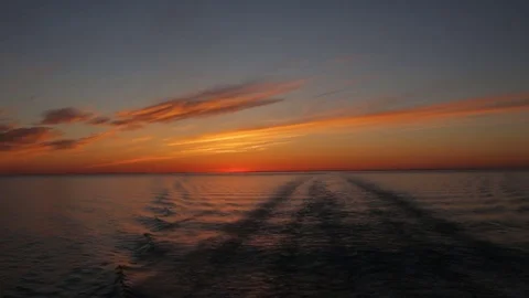 Sunset from a boat in the Baltic Sea Stockbeeldmateriaal 83928219