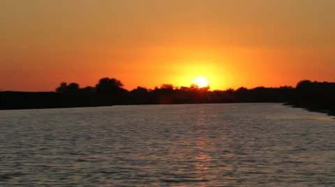 Sunset from boat - Danube Delta Stock Footage 12367804