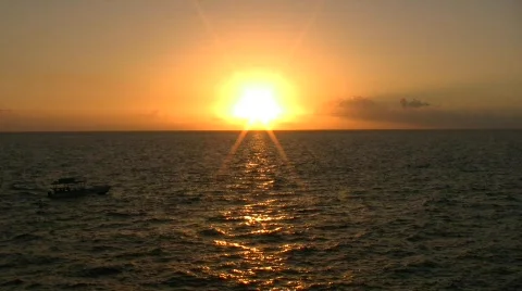 Sunset Boat  Stock Footage 376176