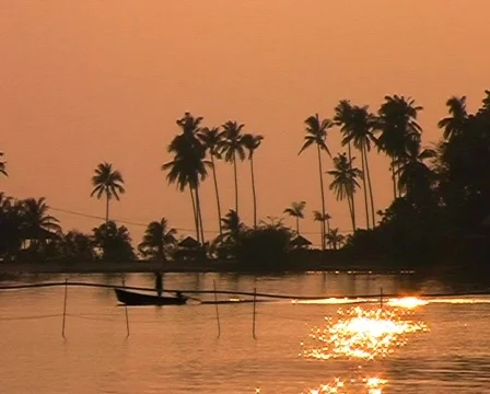 Sunset boat Stock Footage 496954